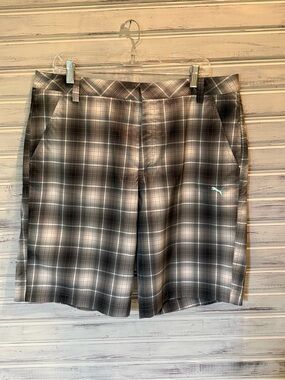 Puma Gray and White Plaid Golf Shorts